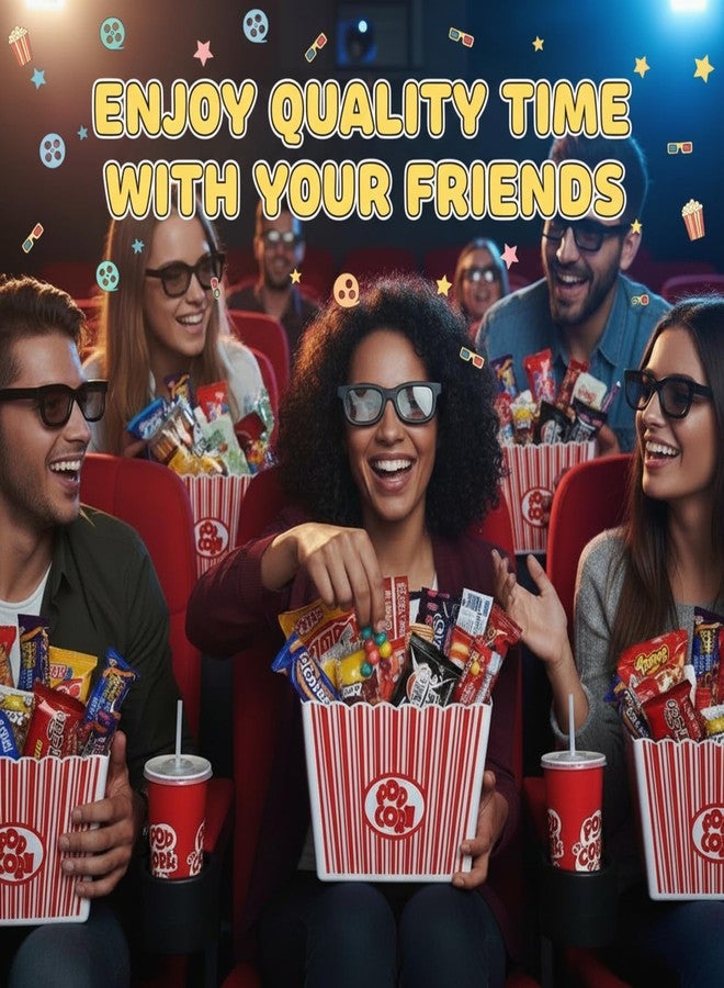 Engrowtic 6 Pack Movie Night Gifts Baskets Plastic Popcorn Box Containers with Bags and Bows for Holiday Movie Lover Teacher Appreciation Birthday Party Favors DIY Kits - Image 3